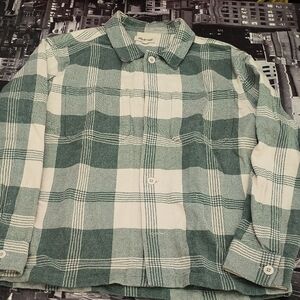 Madewell Forest Green and White Checkered Shirt